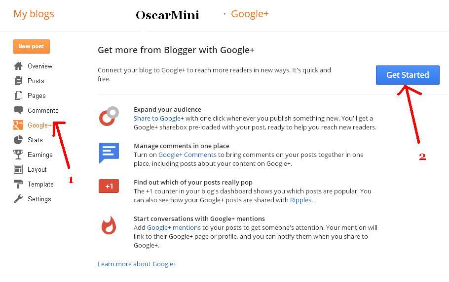 enabling Google plus profile on blogger