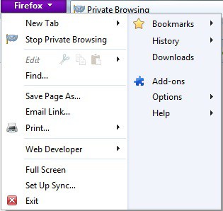how to stop mozilla private browsing