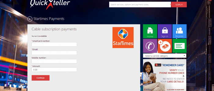 how to pay for startime subscriptions online atm and quickteller app