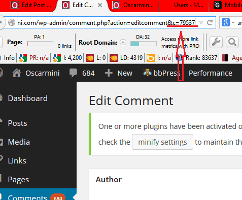 discover wp comment id