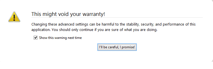 about firefox warning