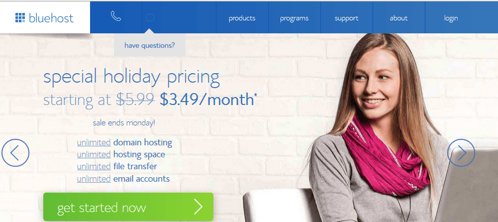 bluehost black friday cyber monday deals
