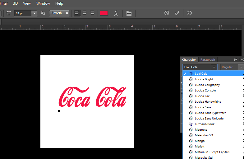 photoshop displays fonts