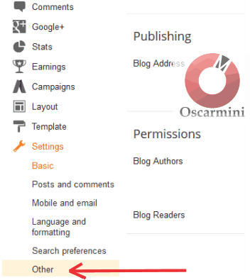 Select others from blogger settings