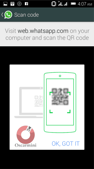 whatsapp web QR scan