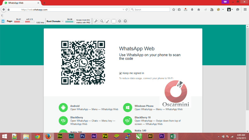 Whatsapp web pc page
