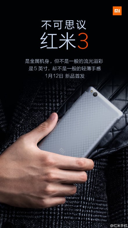 Xiaomi Redmi 3 to be launched
