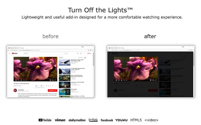 turn off lights chrome extension